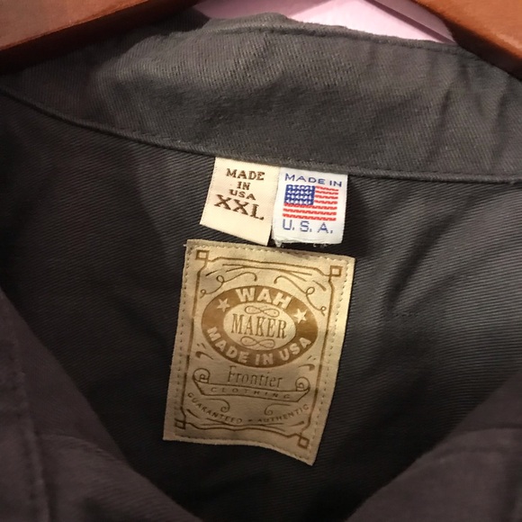 Vintage WAH MAKER gray Men's Cavalry Bib Long Sleeve Old West Shirt Size XXL - Picture 2 of 5